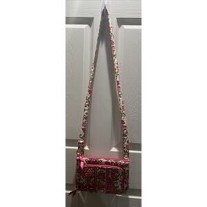 Vera Bradley Little Hipster Crossbody Purse PINK Floral Quilted